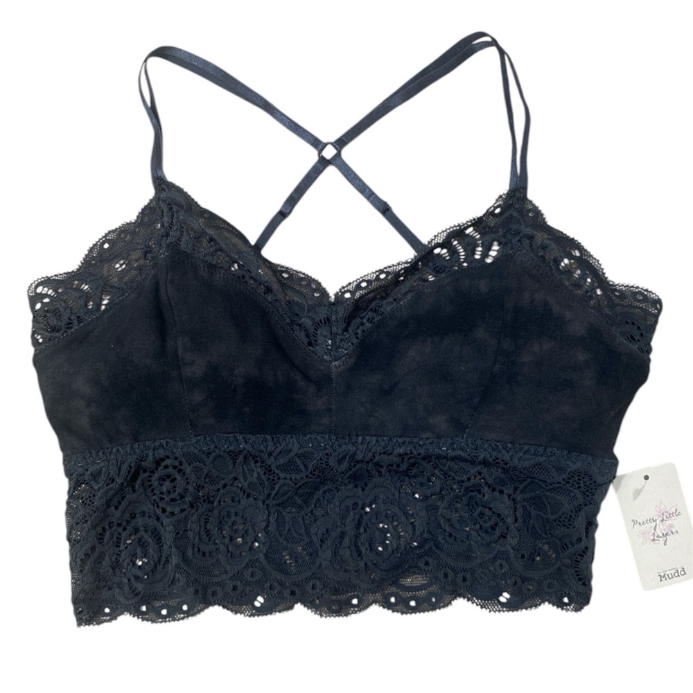 pretty little layers mudd bralette size small junior brand new gray lace trim